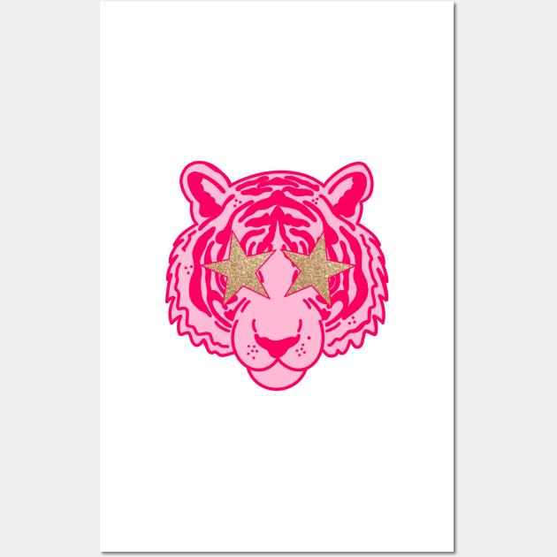 preppy pink tiger Wall Art by gdm123